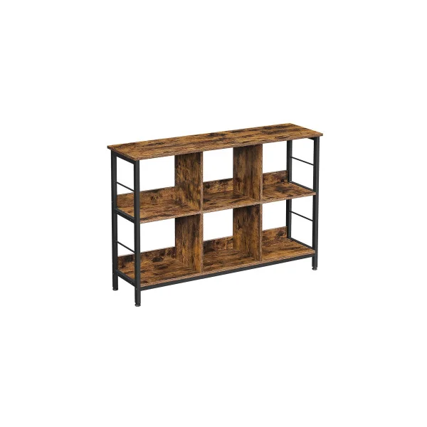 Buffet Ouvert Industriel 6 Compartiments Meuble de Rangement Ouvert Étagère Livres Horizontal
