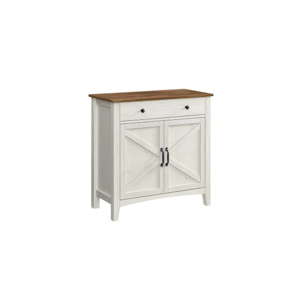 Buffet Style campagne Blanc Rustique Marron Miel Meuble de Rangement avec Tiroir Meuble de Cuisine avec Portes