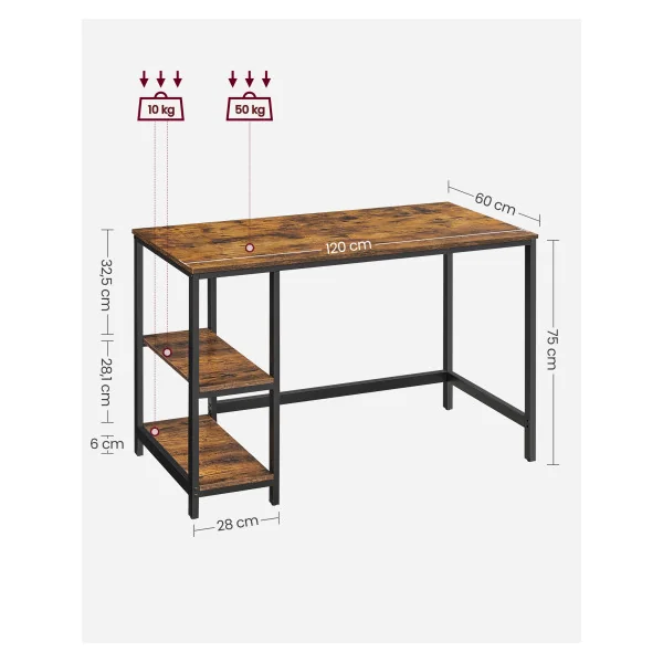 Bureau 120 cm Industriel Bureau Informatique Industriel Table d'ordinateur Structure Acier