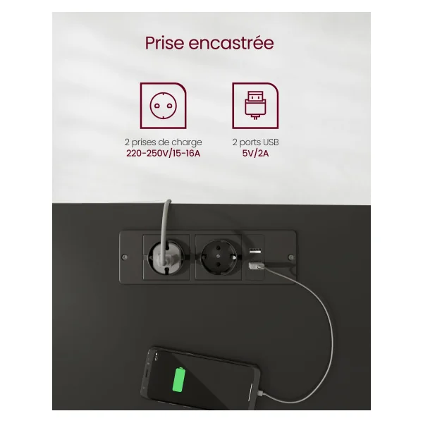 Bureau 140x60cm Electrique Réglable en Hauteur Noir Bureau Assis-Debout Fonction Mémoire de 4 Hauteurs
