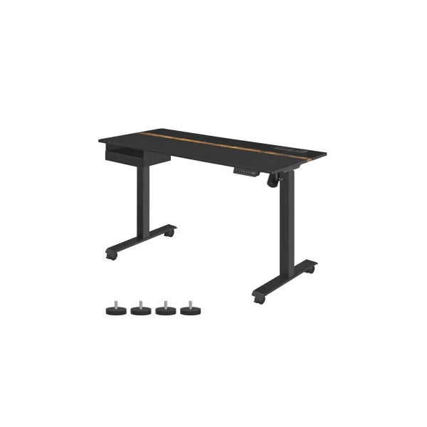 Bureau 140x60cm Electrique Réglable en Hauteur Noir Bureau Assis-Debout Fonction Mémoire de 4 Hauteurs