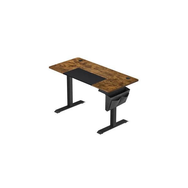Bureau Assis Debout Electrique 120 cm Rustique Table Réglable en Hauteur Mémoire 4 Hauteurs Cadre Acier Noir