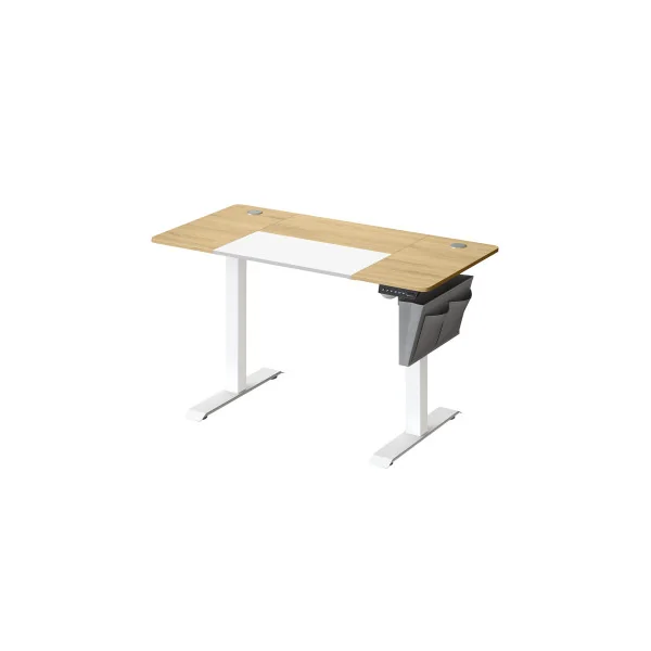Bureau Assis Debout Electrique Jaune Pastel et Blanc Table Réglable en Hauteur
