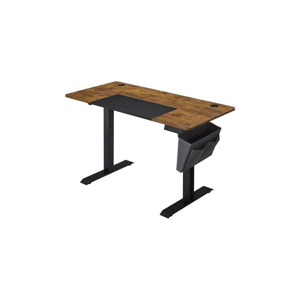 Bureau Assis-debout 140 cm Électrique Table Réglable avec Mémoire 4 Hauteurs Marron Rustique Noir
