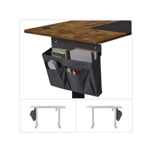 Bureau Assis-debout 140 cm Électrique Table Réglable avec Mémoire 4 Hauteurs Marron Rustique Noir