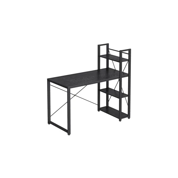 Bureau avec Etagères Noir Boisé Bureau Informatique Table d'ordinateur avec Etagères à Gauche ou à Droite Style Industriel