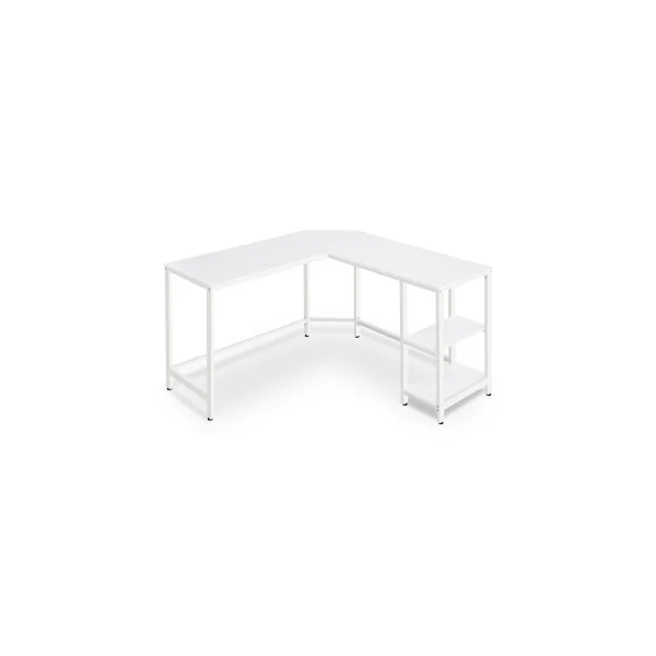 Bureau avec Rangement en L Blanc Bureau d'Angle en L Poste de Travail avec Étagères
