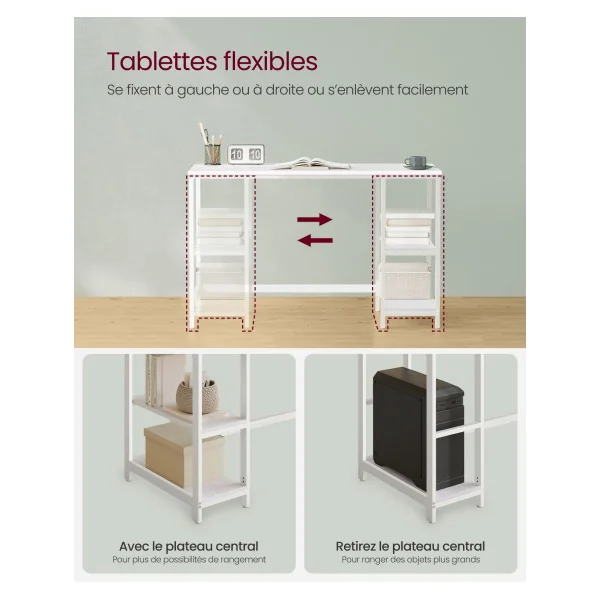 Bureau avec Rangement Moderne Blanc Bureau Informatique Industriel Table d'étude Chambre
