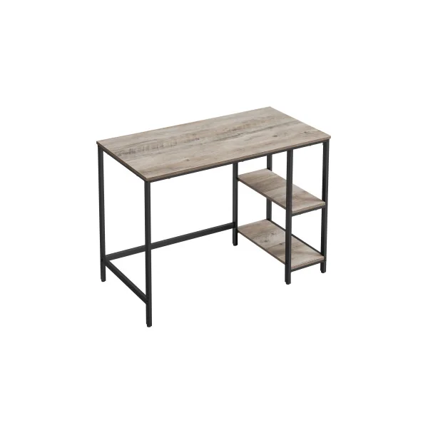 Bureau avec Rangement Table Informatique Table d’Étude avec Étagère à 2 Niveaux à Gauche ou à Droite Grège et Noir
