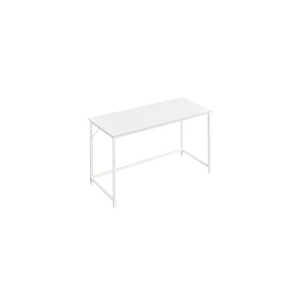 Bureau Blanc 120 x 60 x 76 cm Cadre en Métal Table Travail Epurée