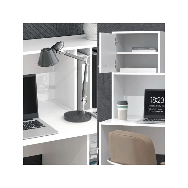 Bureau Blanc 2 Portes avec Rangement Bureau de Travail
