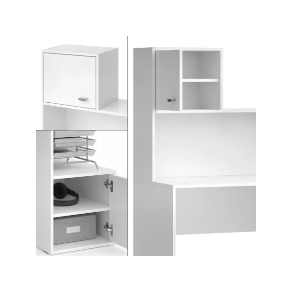 Bureau Blanc 2 Portes avec Rangement Bureau de Travail