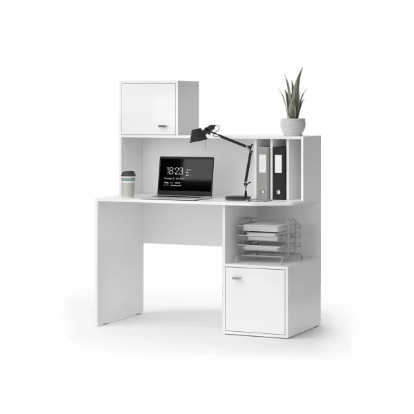 Bureau Blanc 2 Portes avec Rangement Bureau de Travail