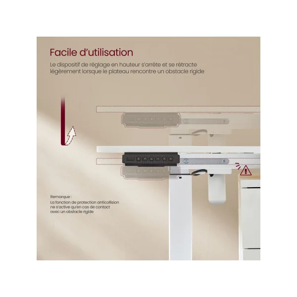Bureau Blanc Assis-Debout Électrique Réglable 60 x 140 x (72-120) cm