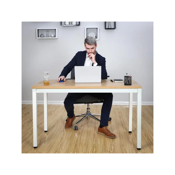 Bureau Blanc de 120x60x76 cm en Bois Table d'étude Bureau Informatique