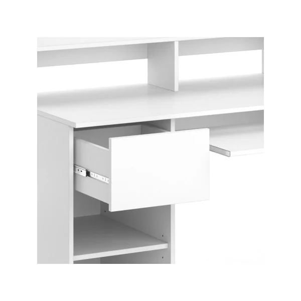 Bureau Blanc Spacieux avec 1 Tiroir Bureau de Travail avec Rangements