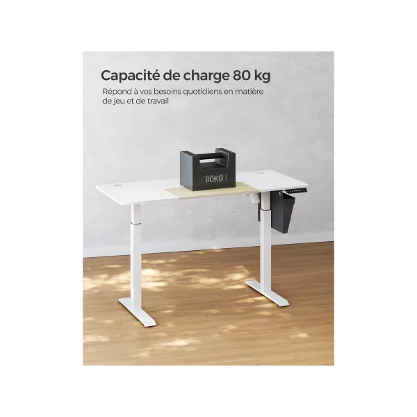Bureau Blanc Électrique Réglable en Hauteur Bureau Assis Debout