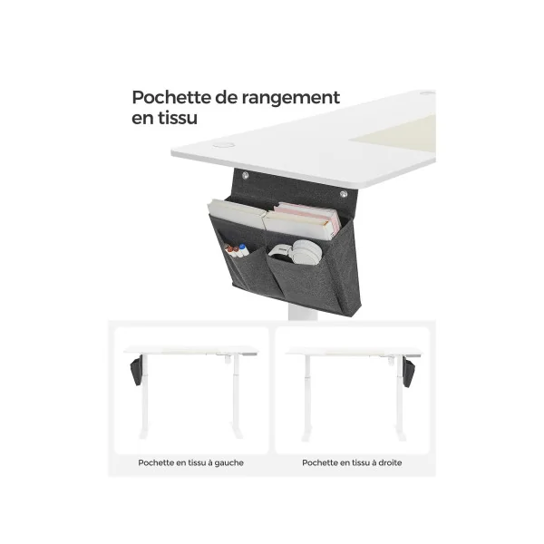 Bureau Blanc Électrique Réglable en Hauteur Bureau Assis Debout