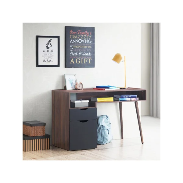 Bureau d'Ordinateur Bureau Informatique avec Placard à Porte et Tiroir Table d'Ordinateur de Style Moderne Marron Rustique