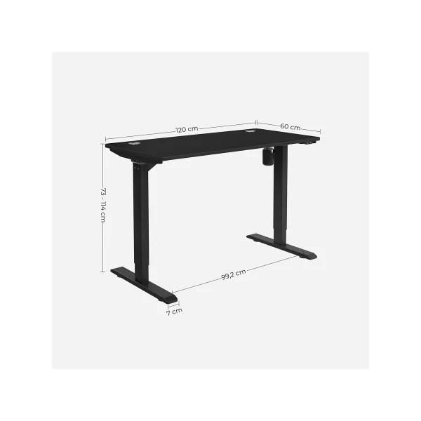 Bureau Electrique 120 cm Noir Assis Debout Réglable en Hauteur en Continu