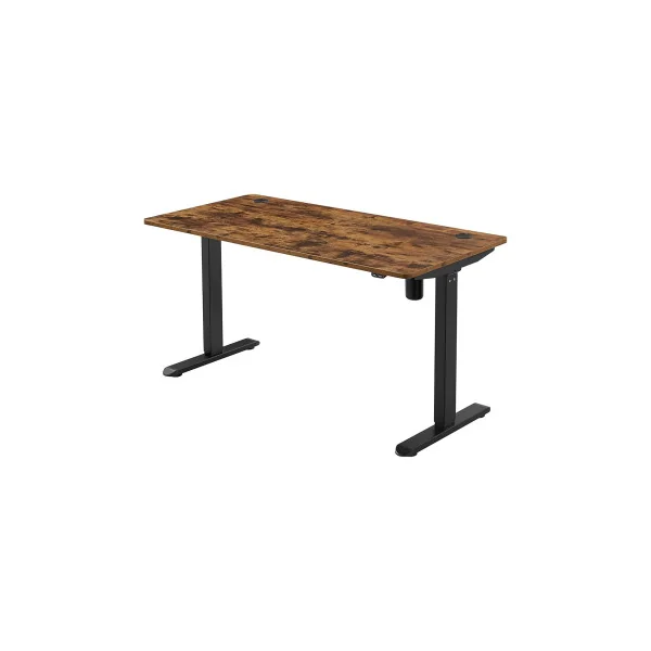Bureau Electrique Assis-Debout 140 cm Réglable en Hauteur Marron rustique et Noir