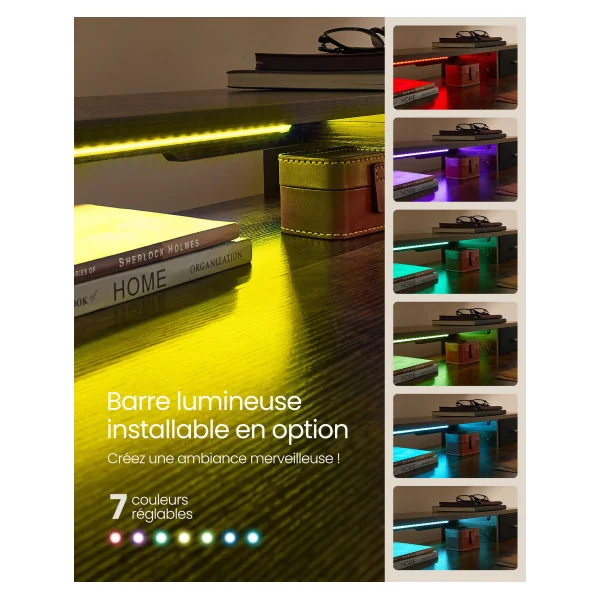 Bureau Electrique Assis-Debout Réglable avec LED 140 x 60 x (72-120) Marron Rustique