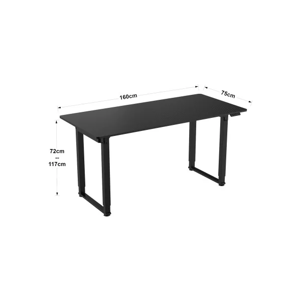 Bureau Electrique Assit Debout Réglable en Hauteur 160 x 75 cm Noir