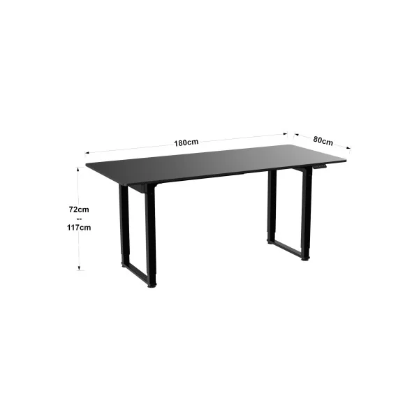 Bureau Electrique Assit Debout Réglable en Hauteur 180 x 80 cm Noir