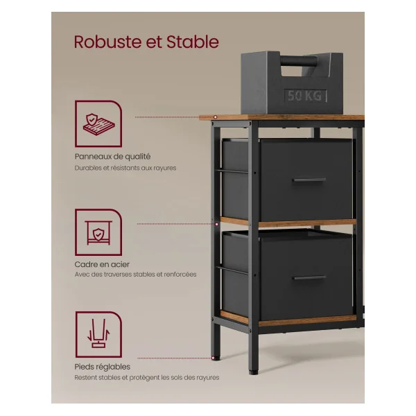 Bureau en Forme de L avec 2 Tiroirs Spacieux Marron Rustique Bureau Gaming avec Support pour Écran