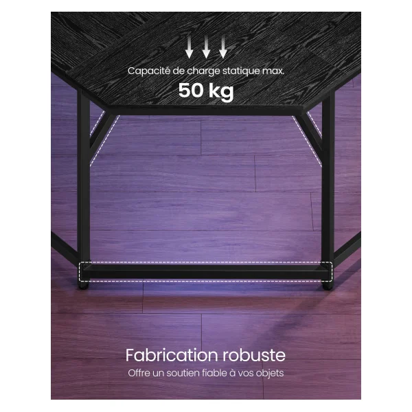 Bureau en Forme de L Industriel 149 x 149 x 76 cm Bureau Angle Noir Boisé