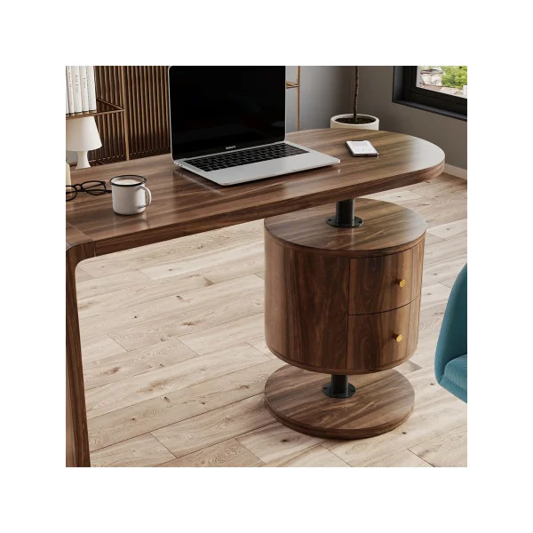 Bureau Epuré Chêne Rustique 2 Tiroirs Table de Bureau Moderne Bureau Informatique Design