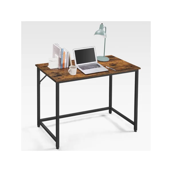 Bureau et Caisson Mobile Table de Travail Industrielle Marron Rustique Noir
