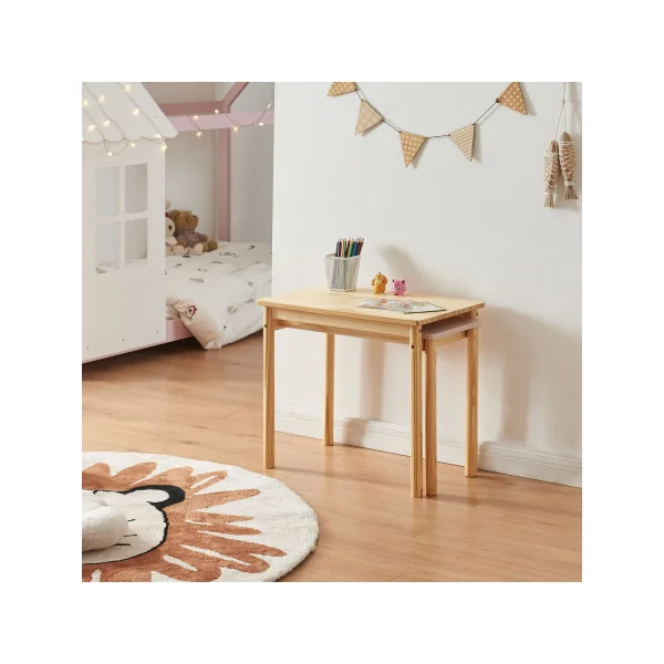 Bureau Extensible Enfant 60 x 38 x 51,5 cm Naturel et Rose