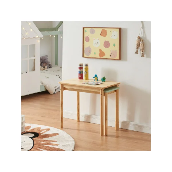 Bureau Extensible Enfant 60 x 38 x 51,5 cm Naturel et Vert Menthe