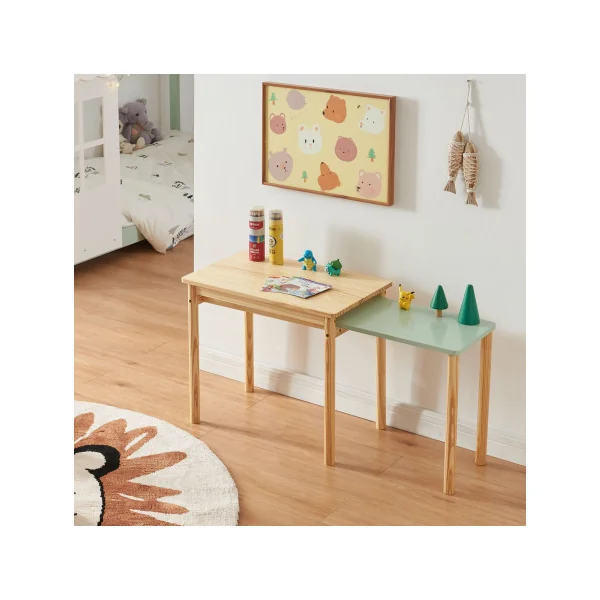 Bureau Extensible Enfant 60 x 38 x 51,5 cm Naturel et Vert Menthe