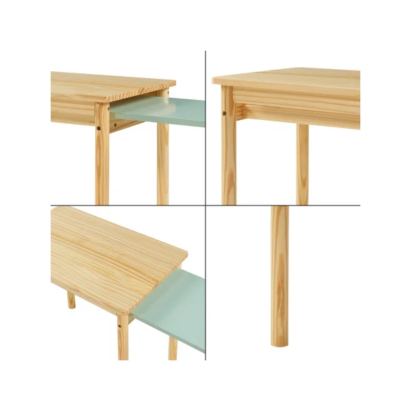 Bureau Extensible Enfant 60 x 38 x 51,5 cm Naturel et Vert Menthe