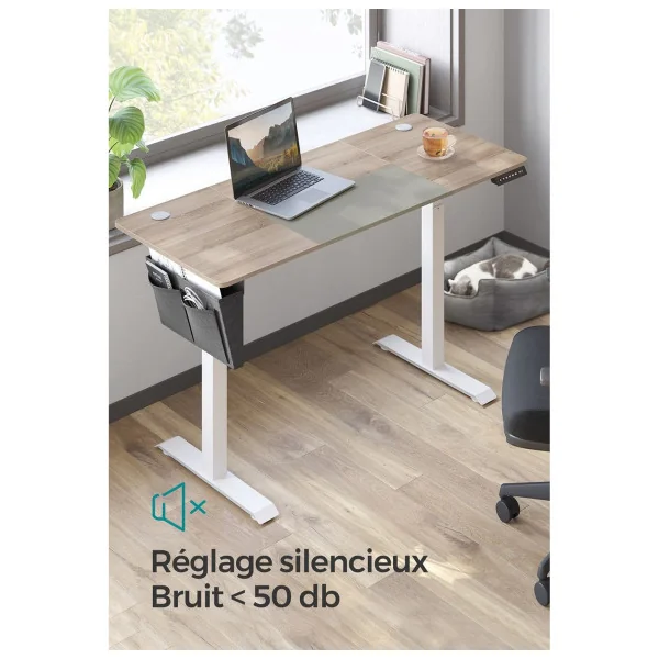 Bureau Évolutif 140x60 cm à Hauteur Ajustable Électrique
