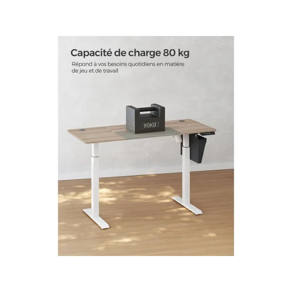 Bureau Évolutif 140x60 cm à Hauteur Ajustable Électrique