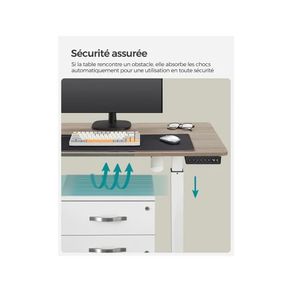 Bureau Évolutif 140x60 cm à Hauteur Ajustable Électrique