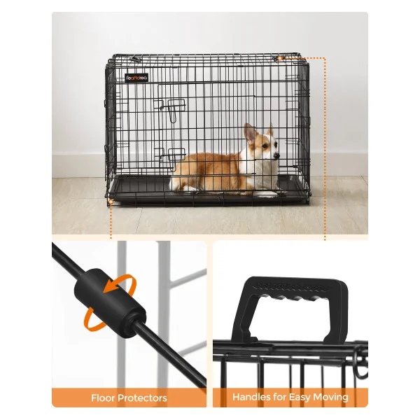 Cage chien 91 x 58 x 64 cm Taille L Cage Pliable et Transportable avec Poignet