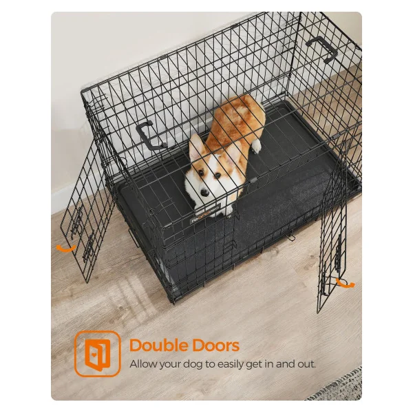 Cage chien 91 x 58 x 64 cm Taille L Cage Pliable et Transportable avec Poignet