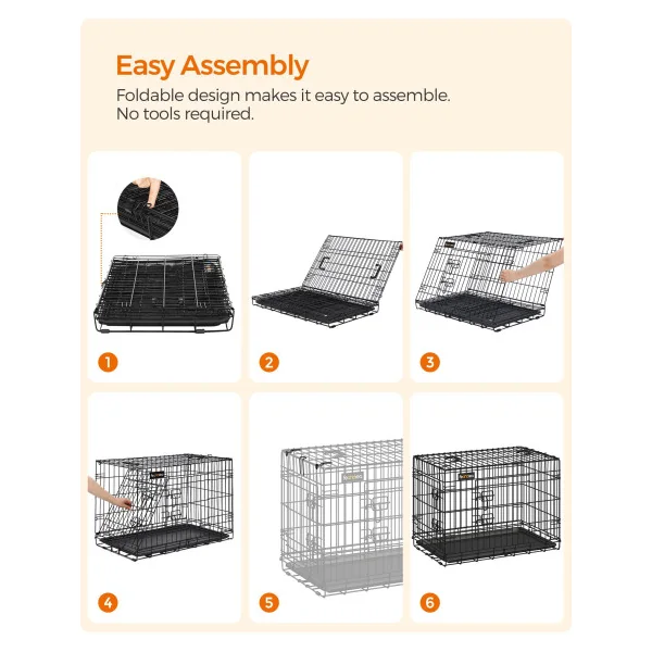 Cage chien 91 x 58 x 64 cm Taille L Cage Pliable et Transportable avec Poignet