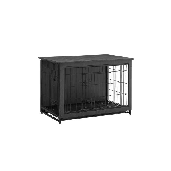 Cage Chien Plateau Amovible Noir Niche Moderne pour Chiens Jusqu’à 32 kg