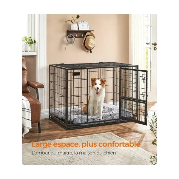 Cage Chien Solide 107 x 70 x 74,9 cm Parc à Chien Double Porte