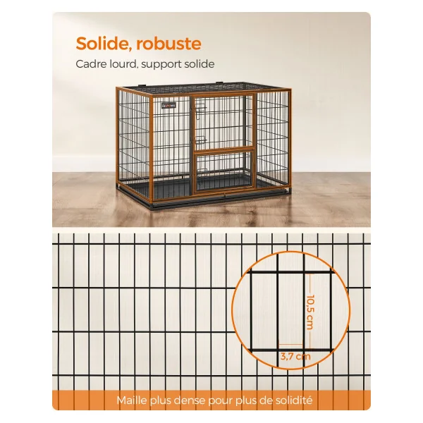 Cage Chien Solide 107 x 70 x 74,9 cm Parc à Chien Double Porte