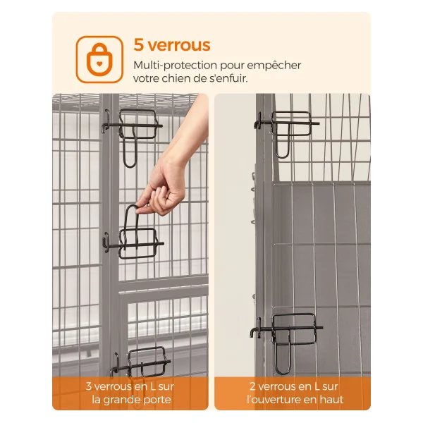 Cage Chien Solide 107 x 70 x 74,9 cm Parc à Chien Double Porte