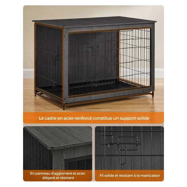 Cage pour Chien XL Jusqu’à 32 kg Plateau Amovible Cage pour Chiots