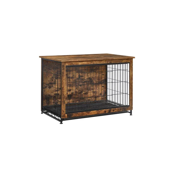 Cage pour Chiens Jusqu’à 32 kg 2 Portes Marron Rustique Niche Moderne Maisonnette pour Animaux