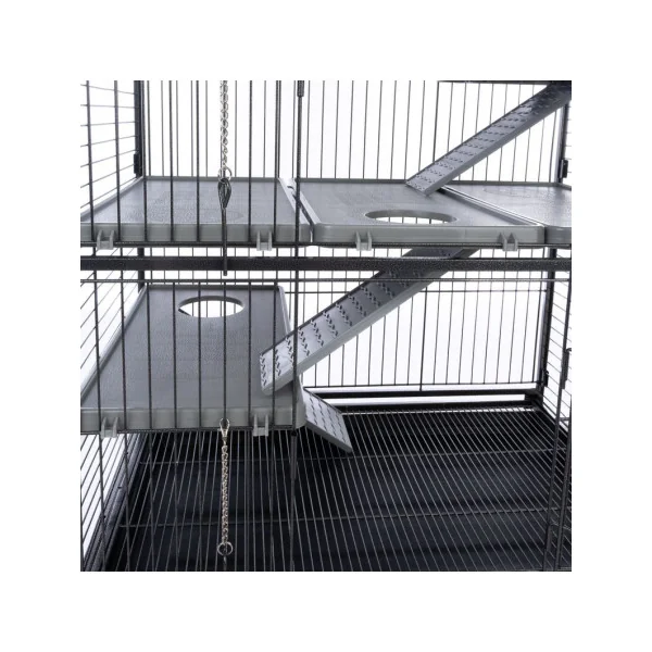 Cage XL Chinchilla Cage Furet Spacieuse Cage Rongeur Anthracite Cage Octodon