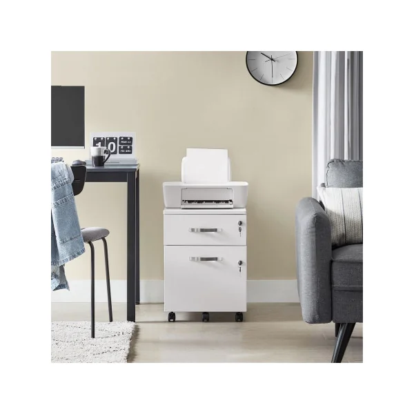 Caisson de Bureau 2 Tiroirs Blanc Caisson de Rangement